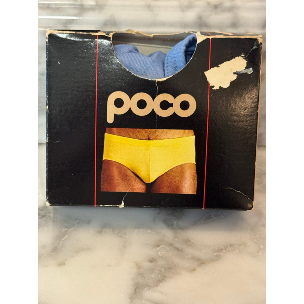 Vintage 1977 POCO Brief Jockey Mens Underwear Blue Low Rise NOS Size L Box